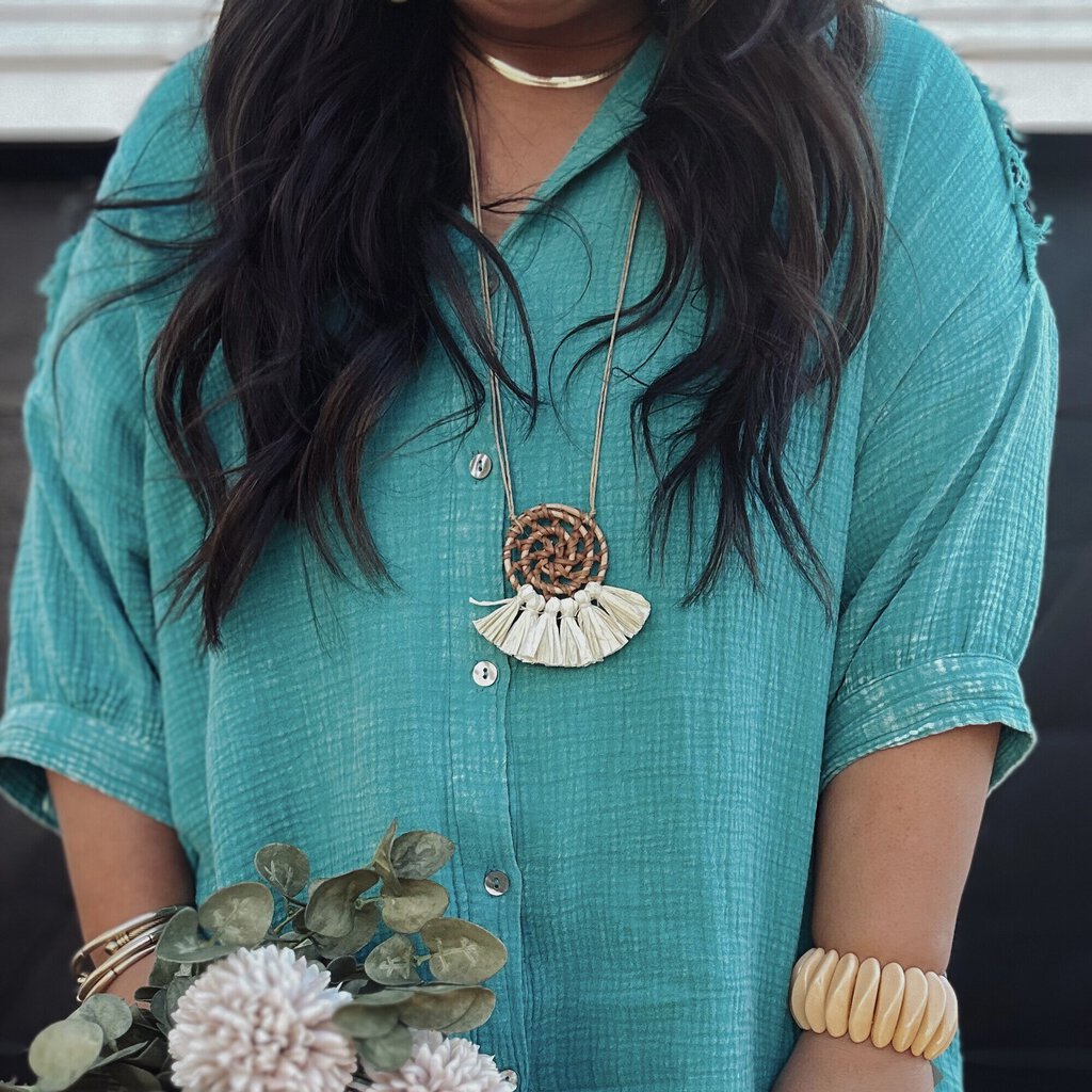 Boho Cream Natural Tassel Necklace