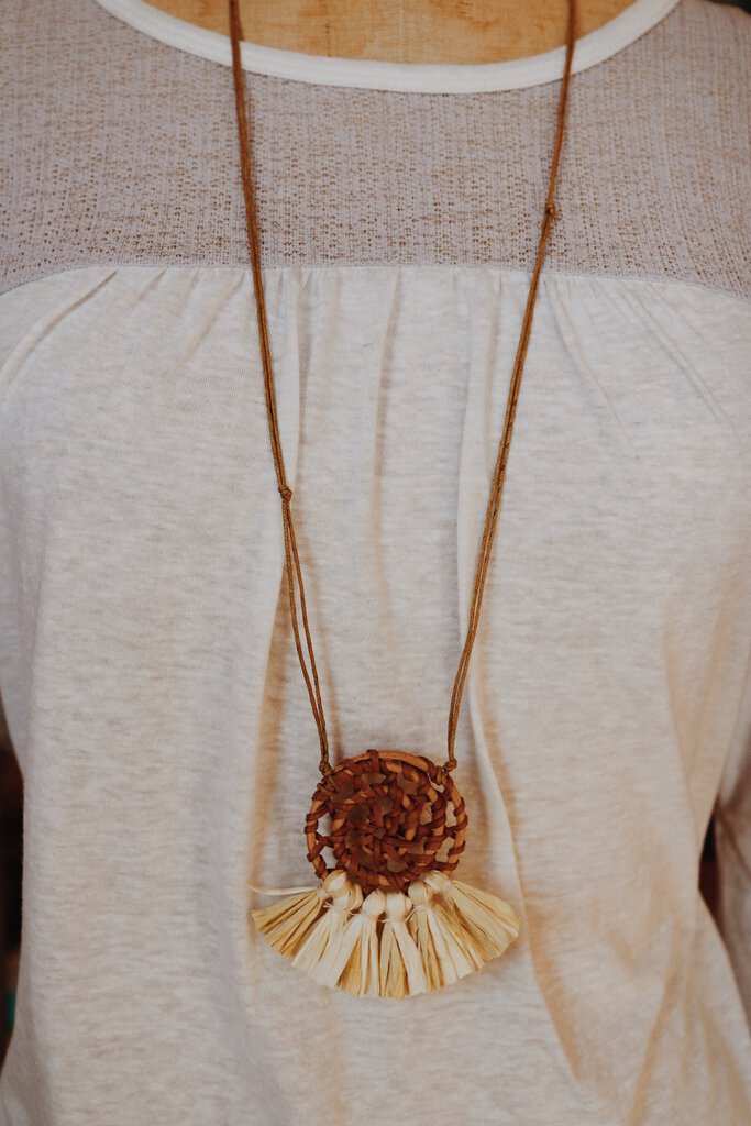 Boho Cream Natural Tassel Necklace