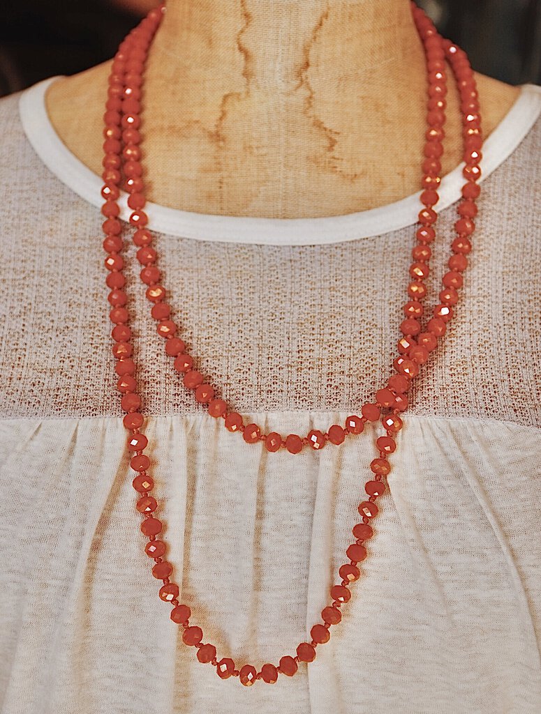 Boho Orange Multi Beaded Wrap Necklace