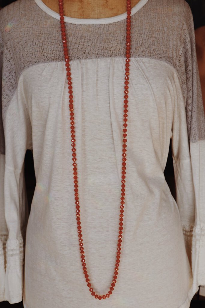 Boho Orange Multi Beaded Wrap Necklace