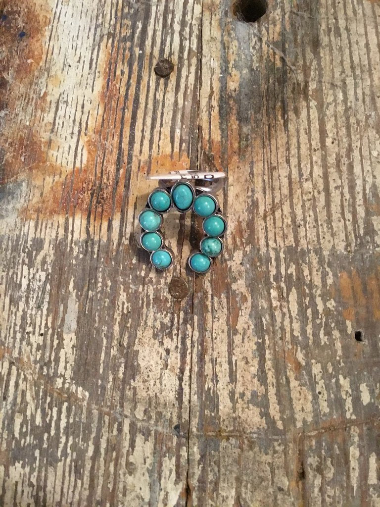 Boho Turquoise Stone Horseshoe Ring