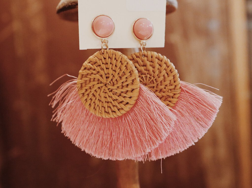 Boho Pink Fringe Earrings