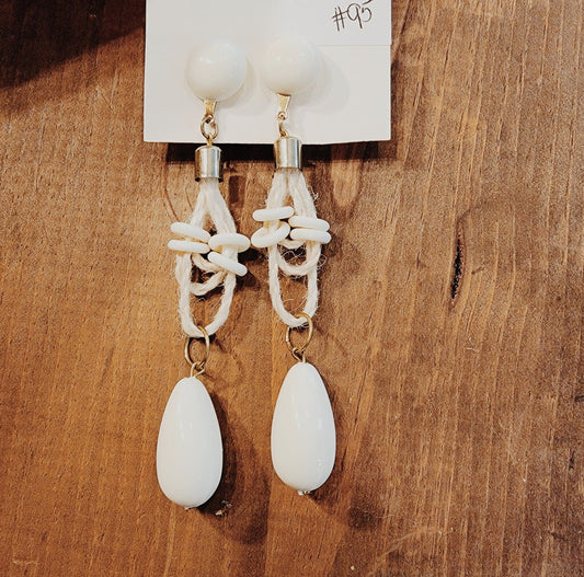 White Beaded Boho Earring