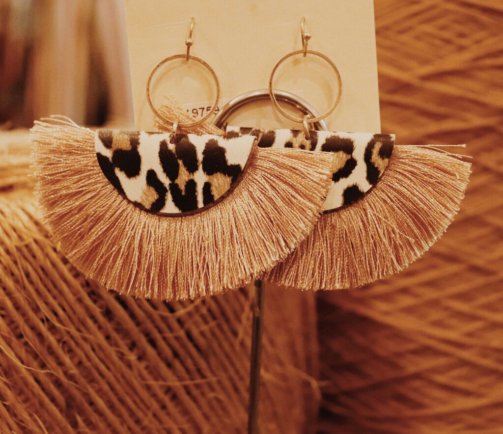 Fringe Leopard Print Earrings