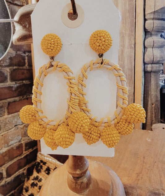 Boho Yellow Dangle Earrings