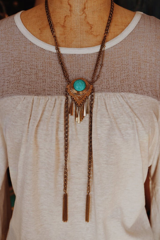 Gold Boho Turquoise Necklace