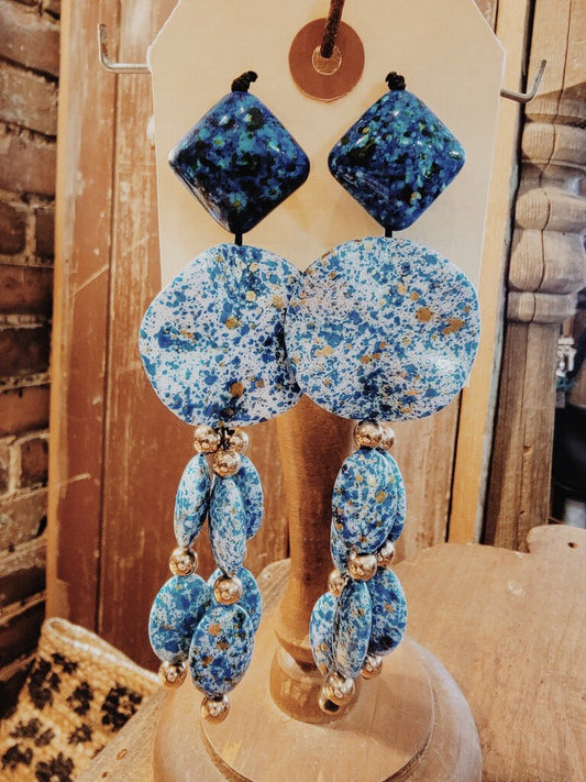 Blue Speckled Earrings