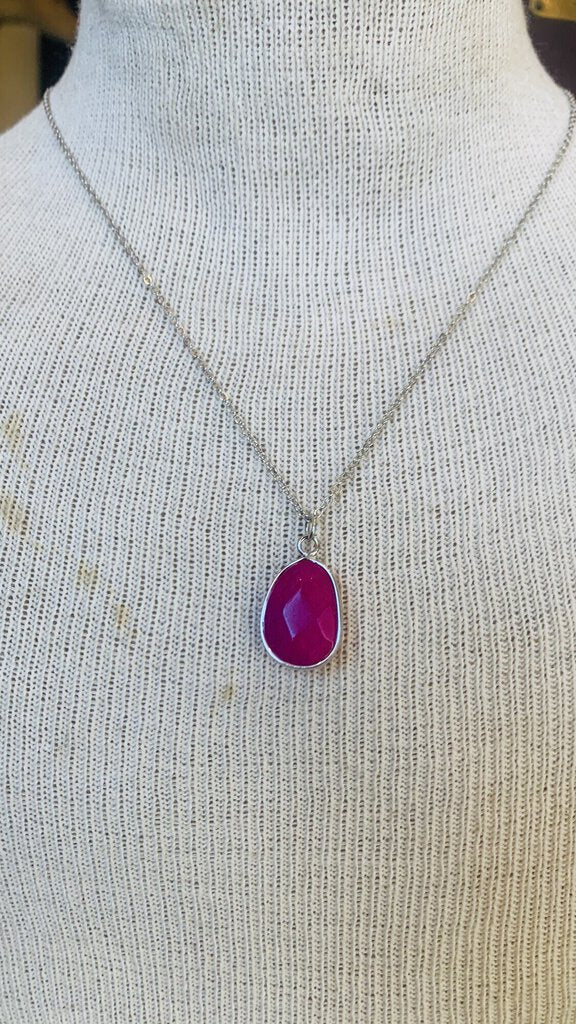 Silver Chain Gemstone Necklace