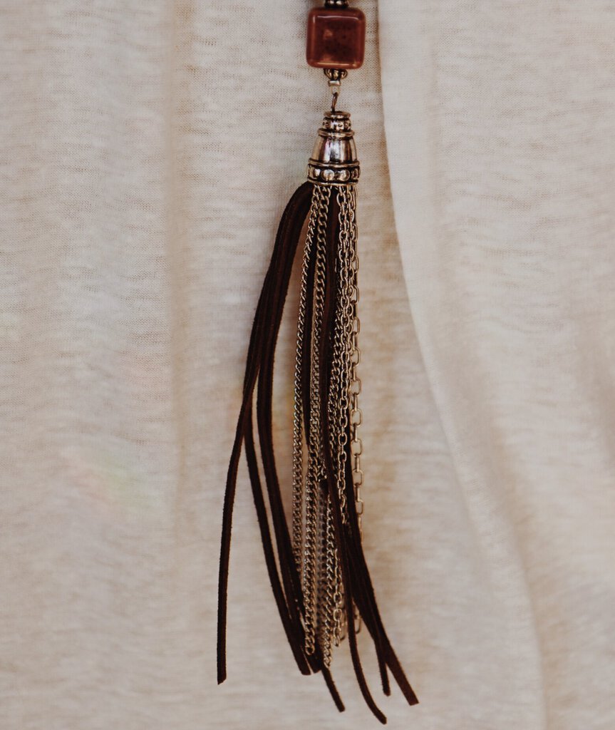 Navy Blue Tassel Necklace