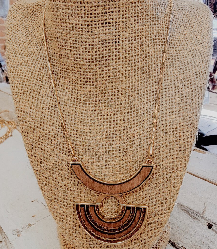 Wood/Gold Necklace