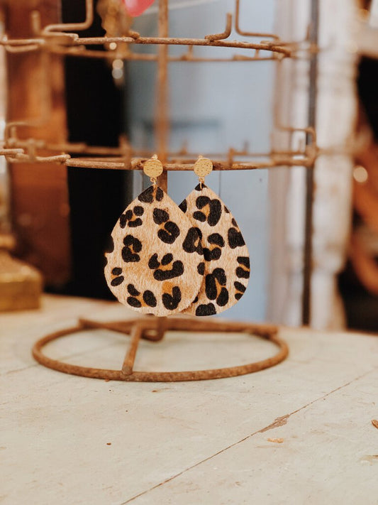 Cheetah Print Teardrop Earrings