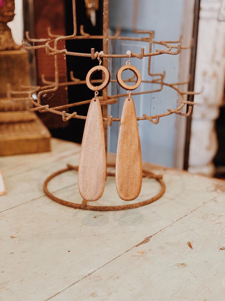 Wood Teardrop Earrings