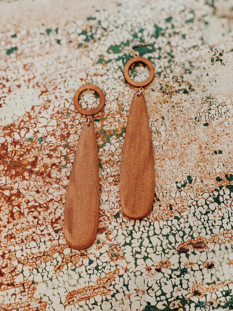 Wood Teardrop Earrings