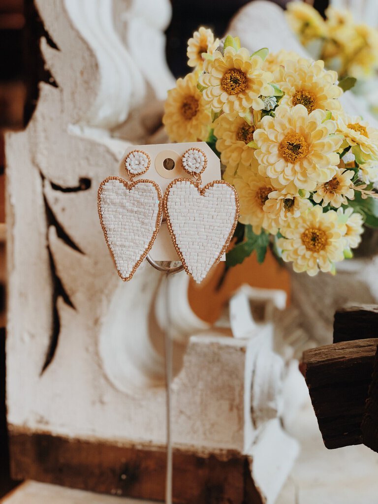 Beaded Heart Earrings