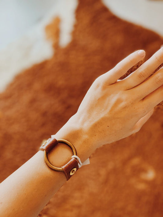 Handmade Leather Hoop Bracelet