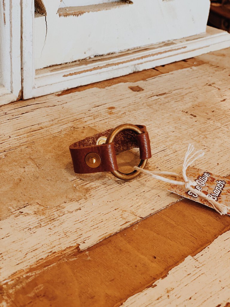 Handmade Leather Hoop Bracelet