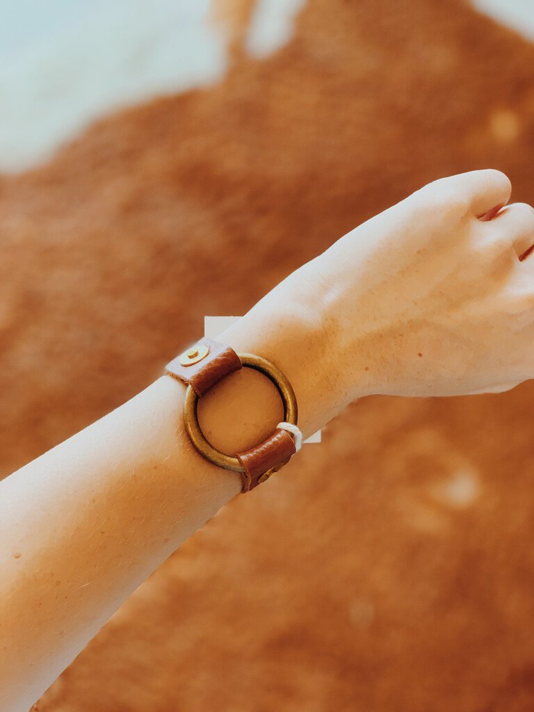 Handmade Leather Hoop Bracelet