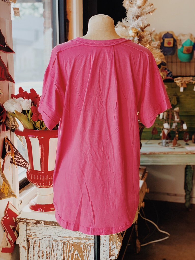 Fuchsia Button Top