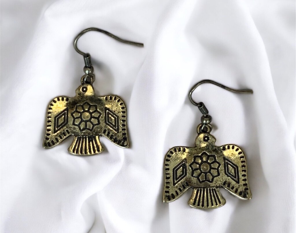 Brass Thunderbird Earrings