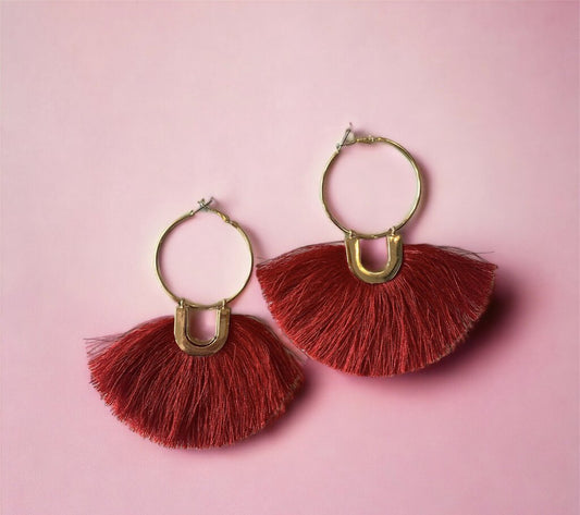 Red Fringe Earrings