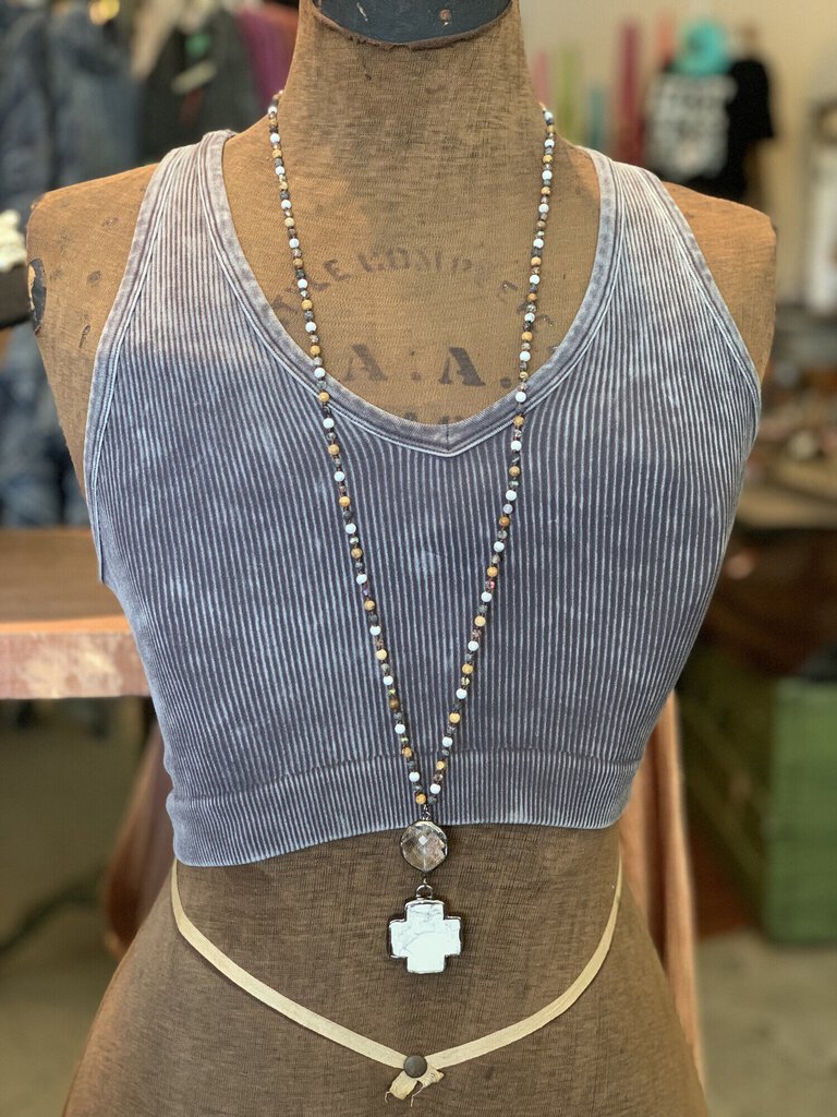 Marble Cross Necklace