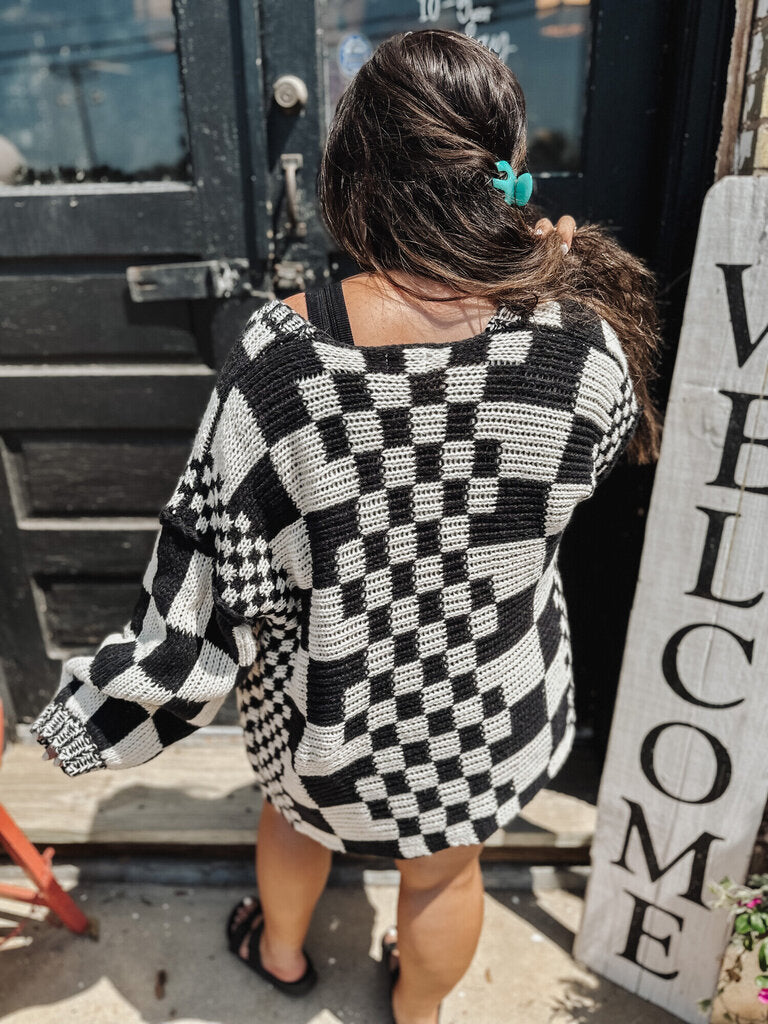 Black Checkered Cardigan