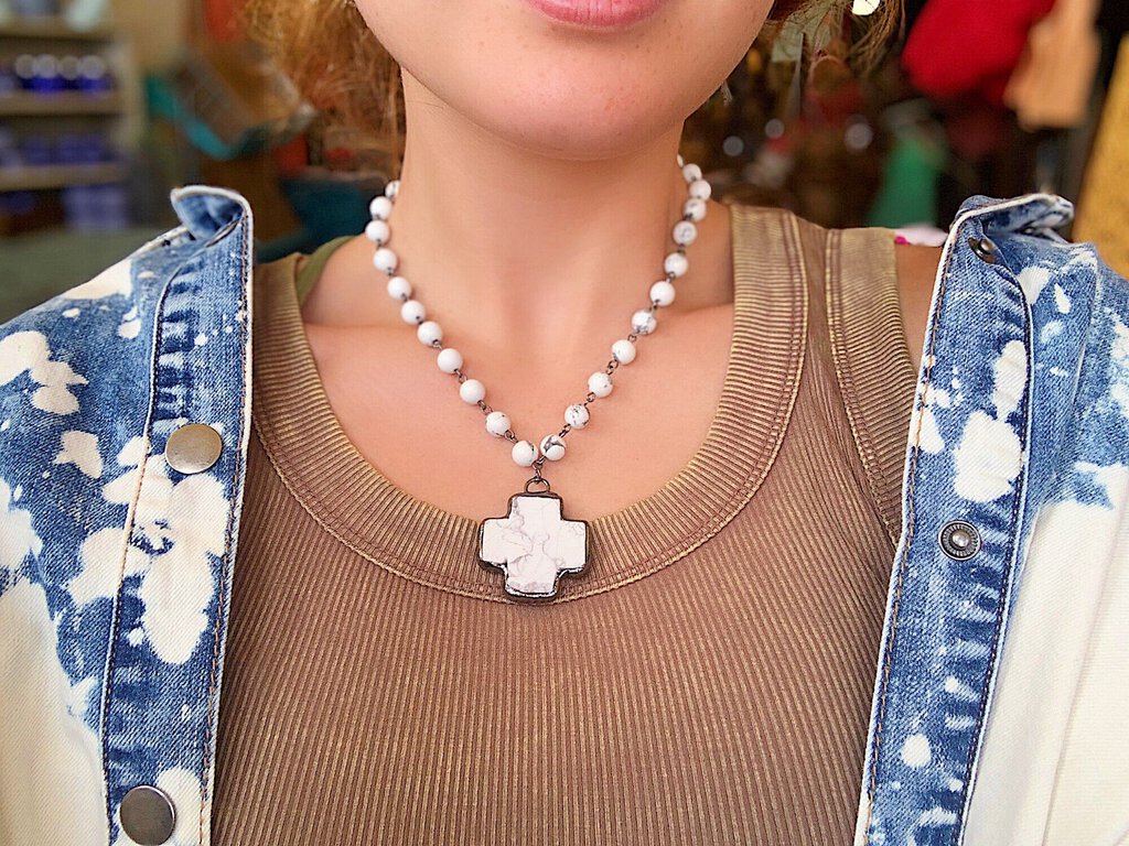 White Cross Necklace