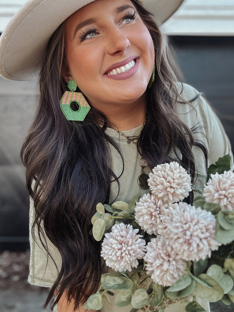 Lime/Pink Earrings