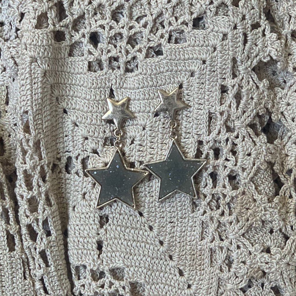 Gray Star Earrings