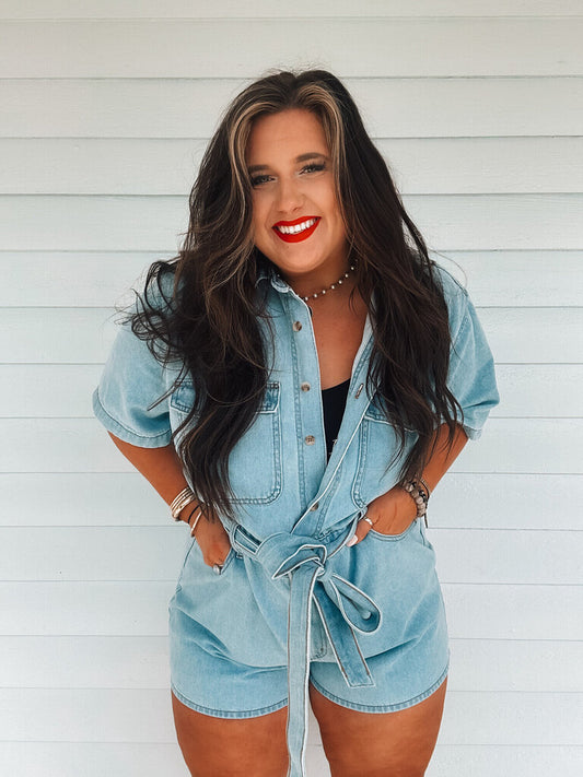 Light Wash Denim Romper