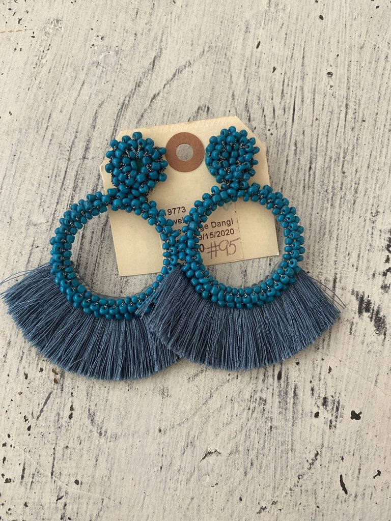 Blue Fringe Earrings