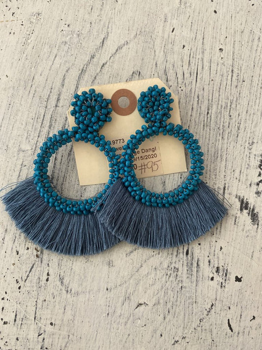 Blue Fringe Earrings