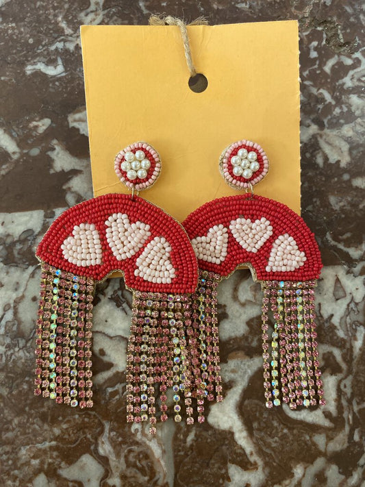 Beaded Heart Earrings