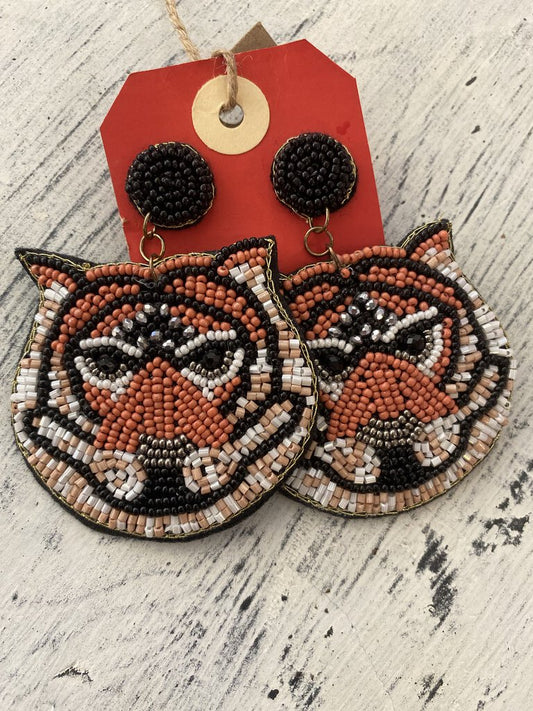 Tiger Beaded Earrings