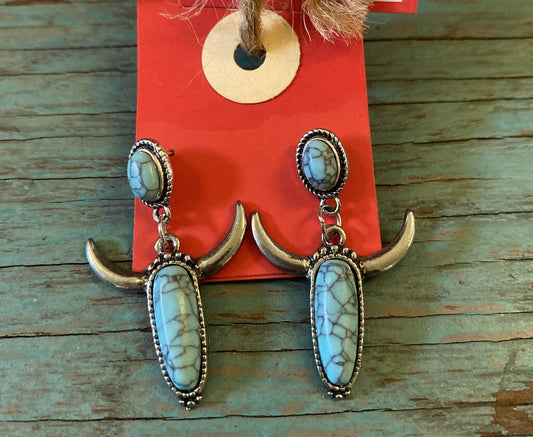 Turq Longhorn Earring