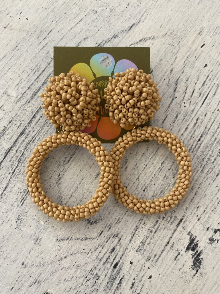 Beige Beaded Earrings