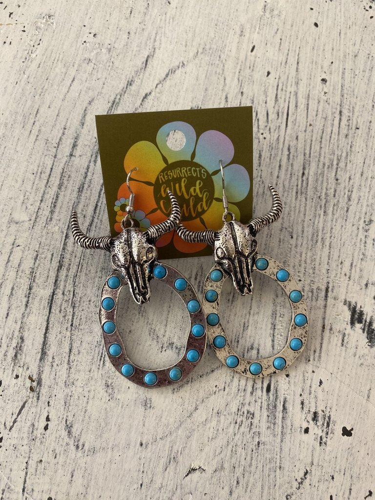 Teal Cow Earrings