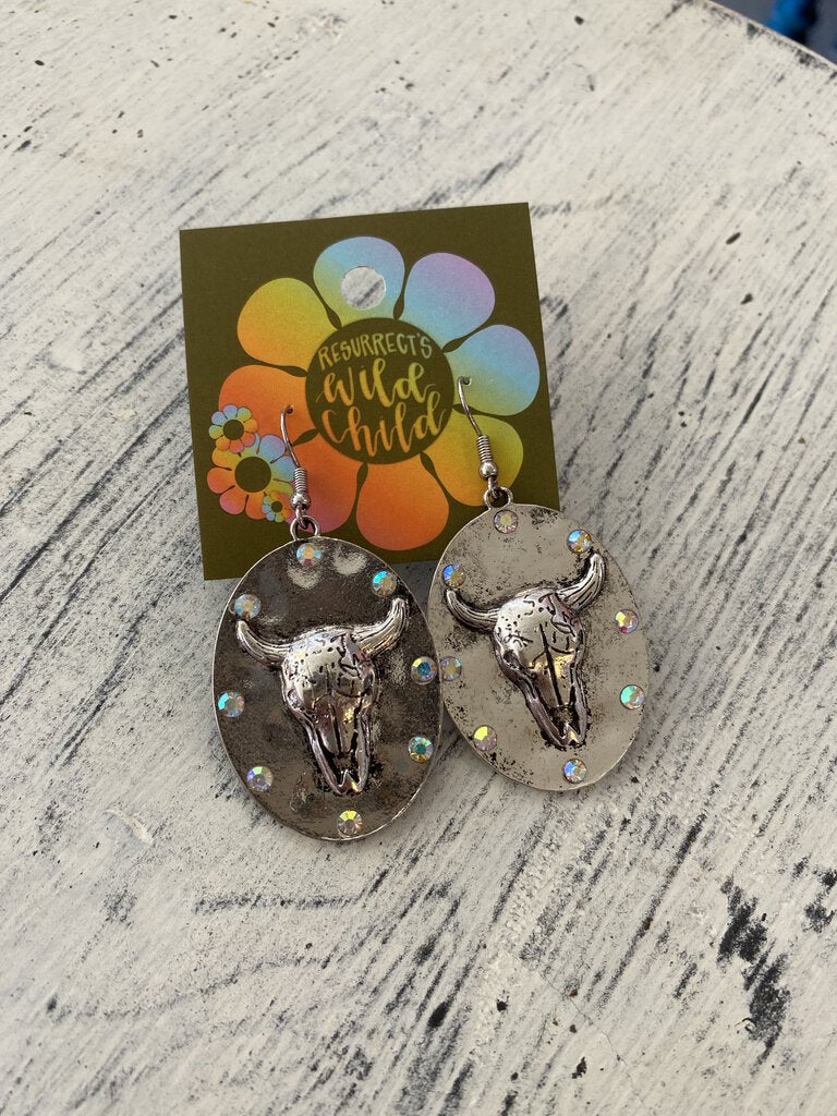 Oval Cow Earrings