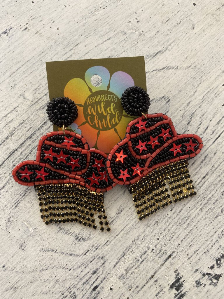 SEED BEAD GA HAT EARRINGS