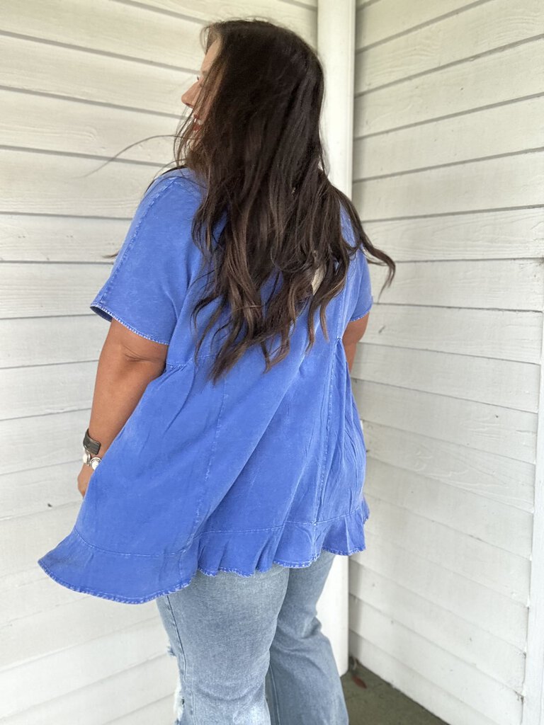 Washed Ruffle Bottom Top