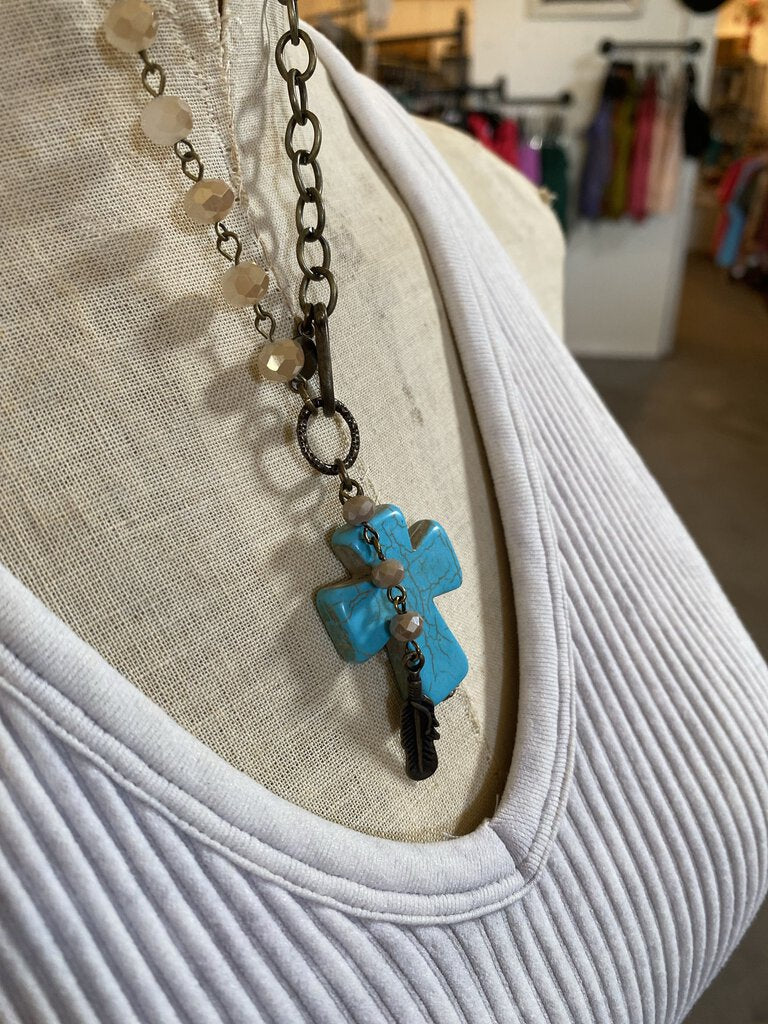 Turq Cross Necklace