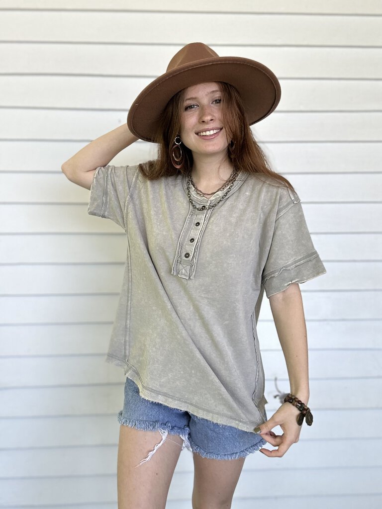 Raw Edge Button Top