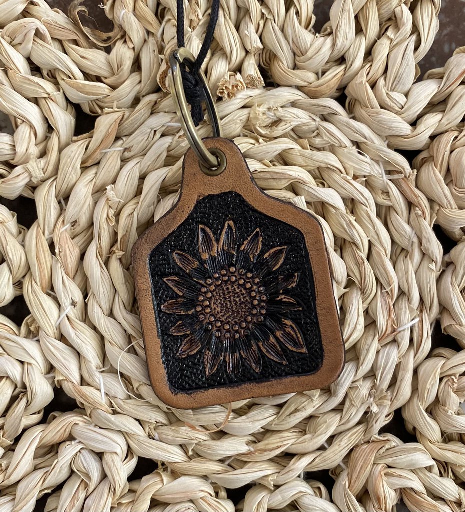 SUNFLOWER LEATHER KEY FOB