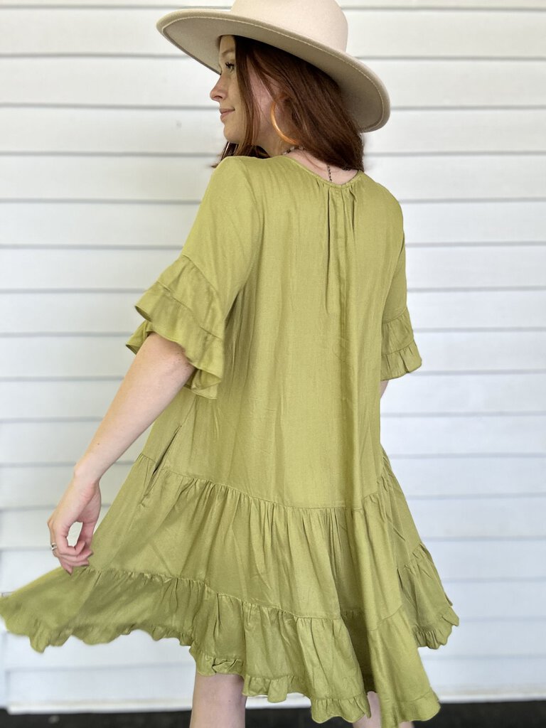 Green Tea Ruffle Dress