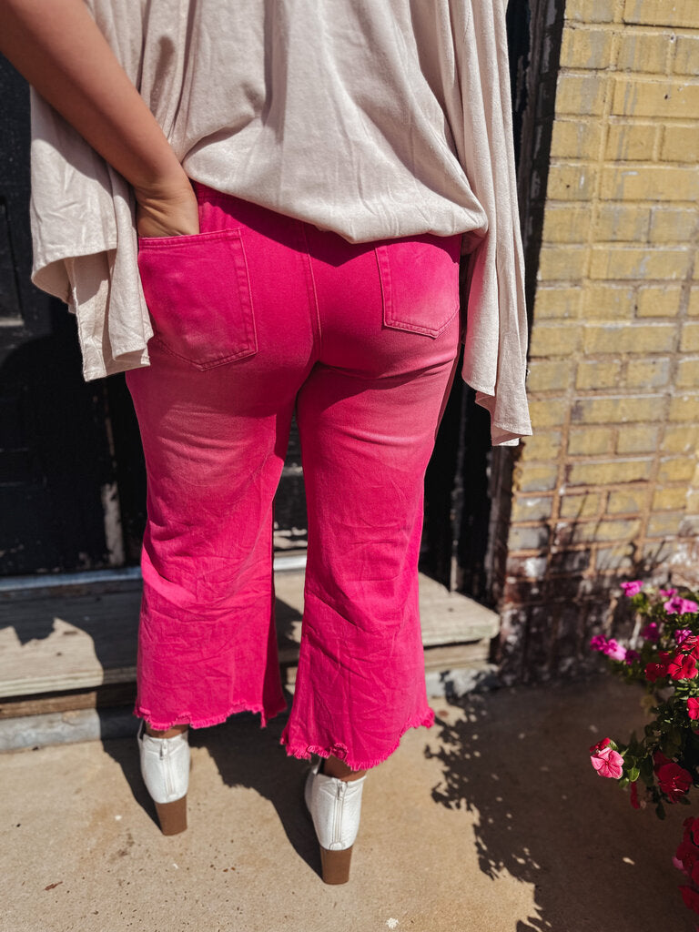 Hot Pink Distressed Jeans