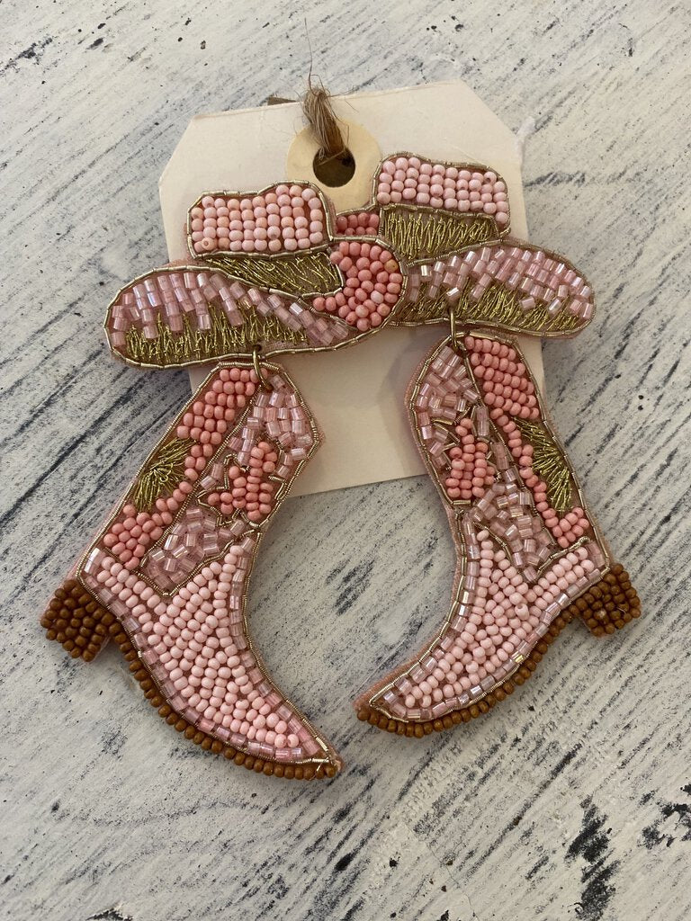 Seed Bead Cowboy Boot Earrings