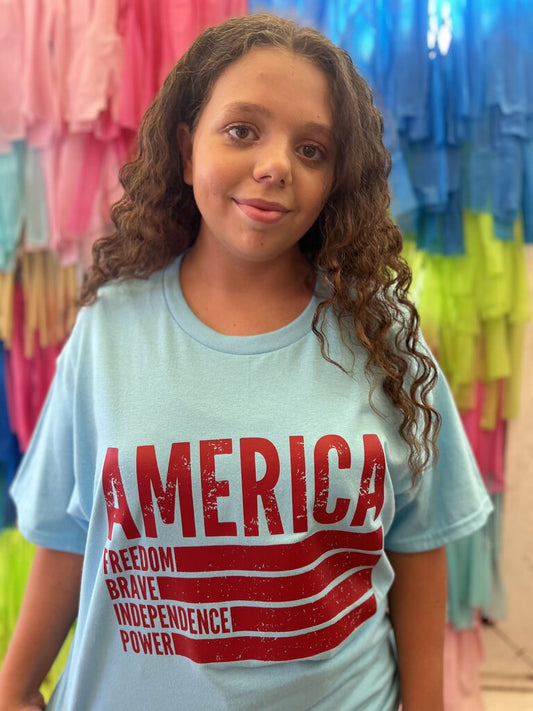 AMERICA WITH FLAG TEE