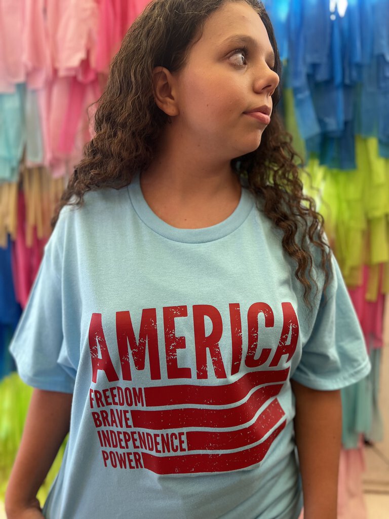 AMERICA WITH FLAG TEE