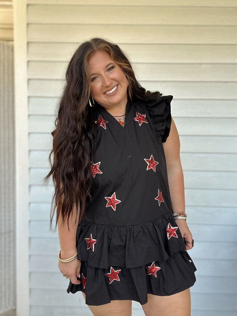 Ruffle Sleeve Star Dress