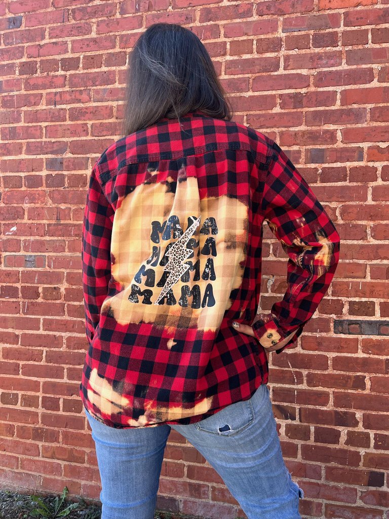 DISTRESSED MAMA FLANNEL